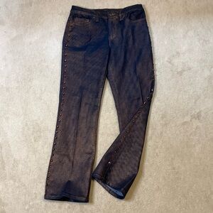 DG2 by Diane Gilman size 4P Jeans with a Bronze shimmer, Rhinesone Studding